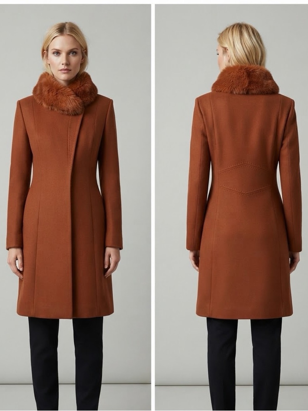 NEW‎ WOMEN WINTER WOOL COAT ASYMMETRIC SNAP FRONT REAL RACCOON FUR COLLAR JACKET